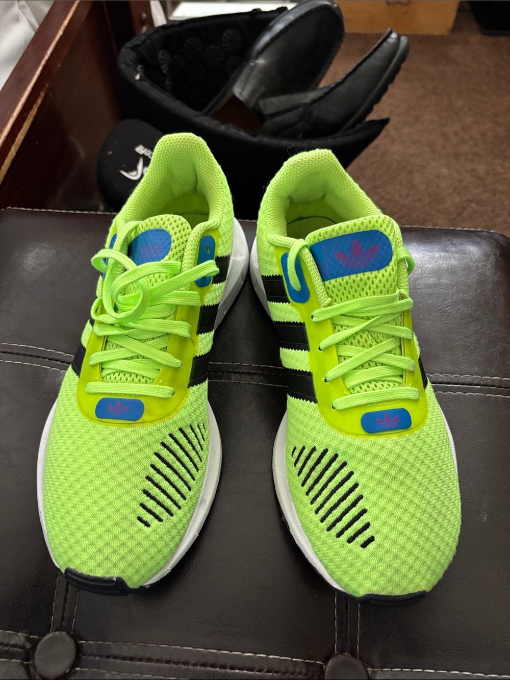 adidas Neon Green Sneakers with Black Stripes